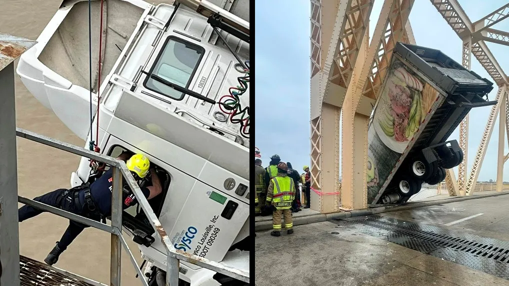 BREAKING NEWS: Just in: Louisville Driver Pulled from Truck Dangling from Louisville Bridge Over Ohio River in Dramatic Rescue..